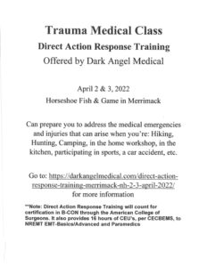 Trauma Medical Class @ Horseshoe Fish & Game | Merrimack | New Hampshire | United States